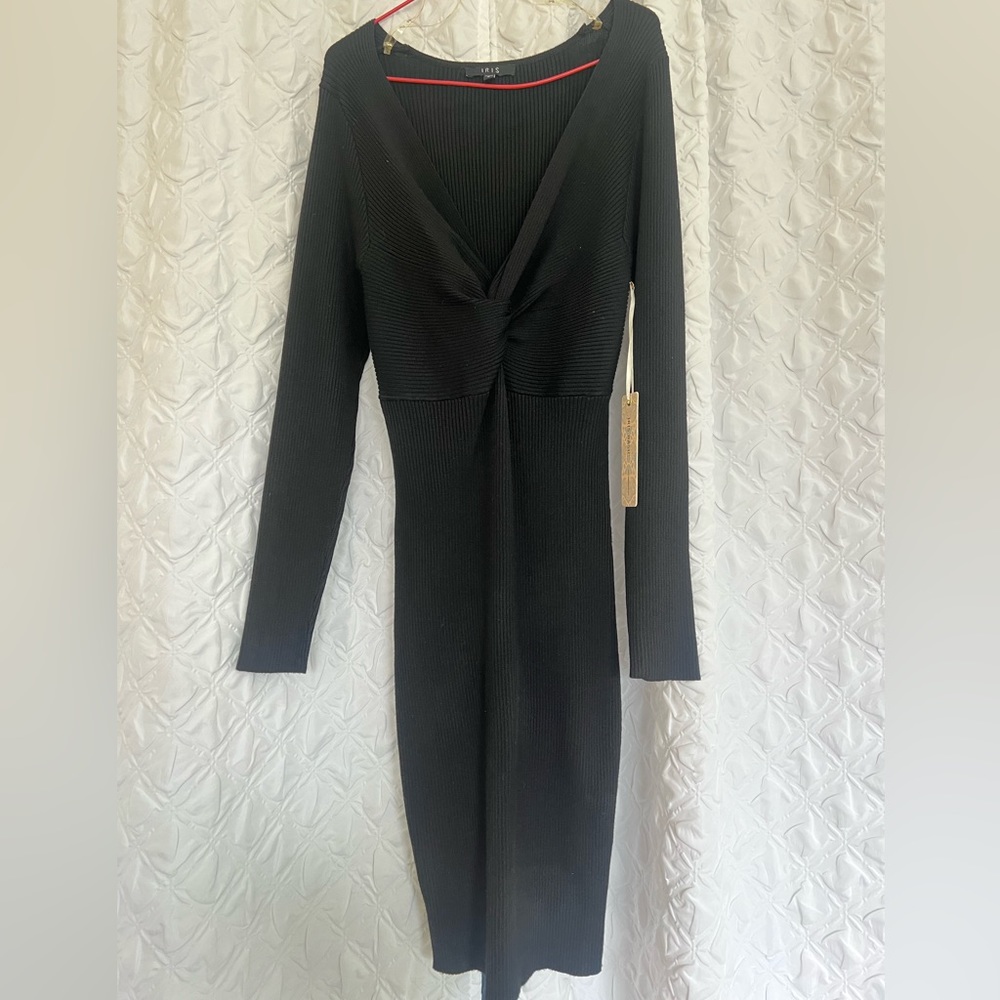 NWT Iris Black dress long sleeves Size S